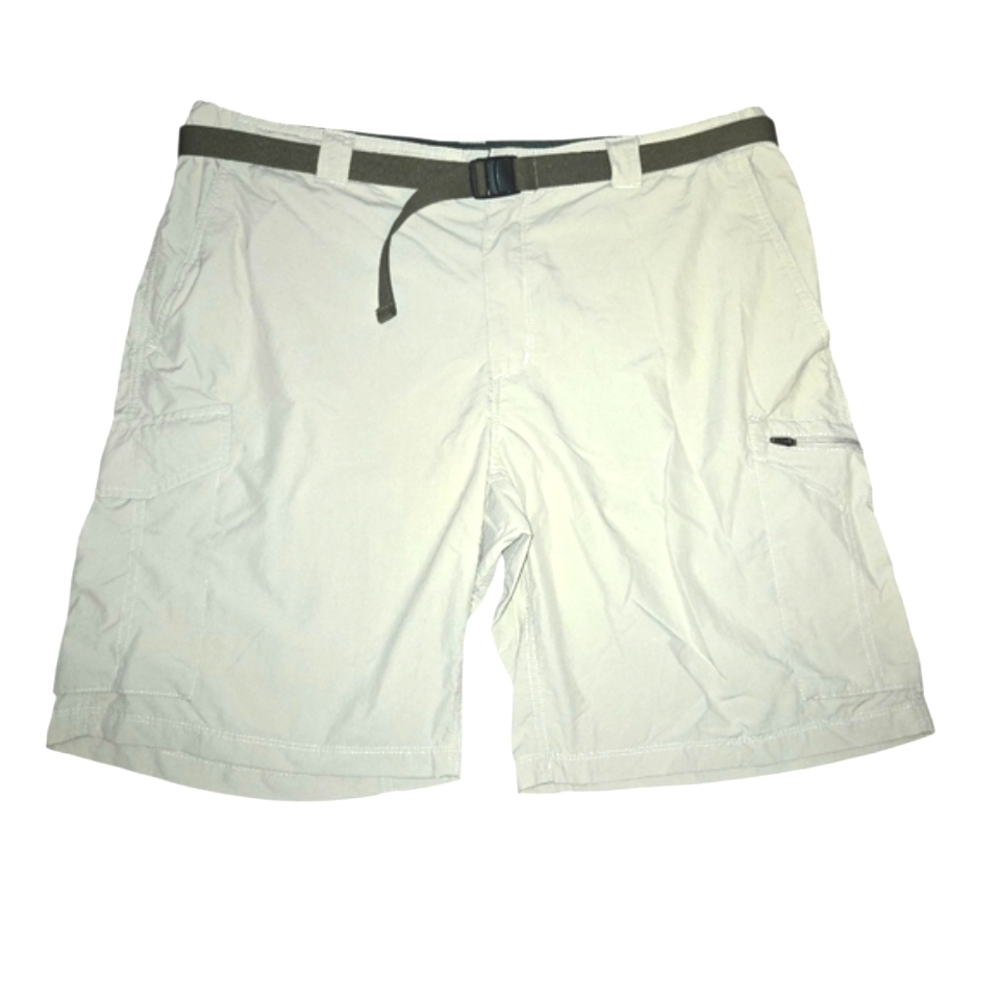 Columbia Silver Ridge Khaki Nylon Belted 10" Inseam Cargo Hiking Shorts Sz 40X10